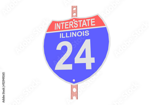 Interstate highway 24 road sign in Illinois