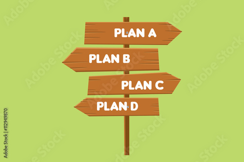 backup plan illustration with road sign plan a b c d as a option vector graphic illustration