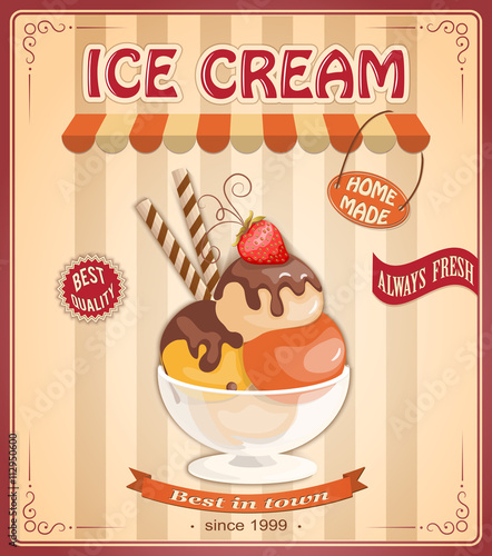 vintage background with home made ice cream