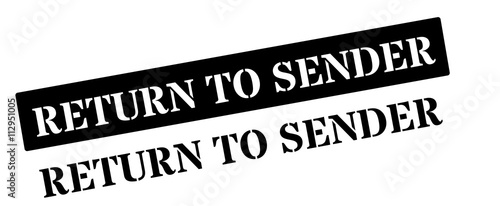 Return to sender black rubber stamp on white