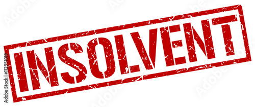 insolvent red grunge square vintage rubber stamp