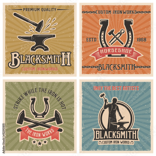 Blacksmith Retro Icon Set