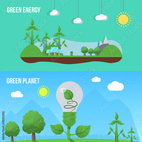 Ecology Flat Banner Set