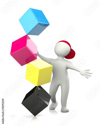 3D Man CMYK cubes