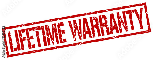 lifetime warranty red grunge square vintage rubber stamp