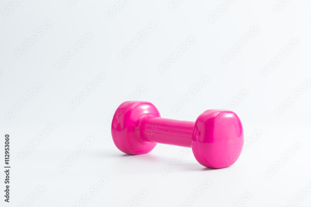 pink dumbbell / Pink dumbbell on white background pink dumbbell / Pink dumbbell on white background
