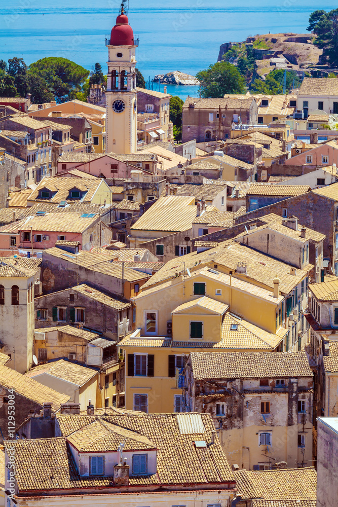 Obraz premium Aerial view from New fortress Kerkyra, Corfu island, Greece