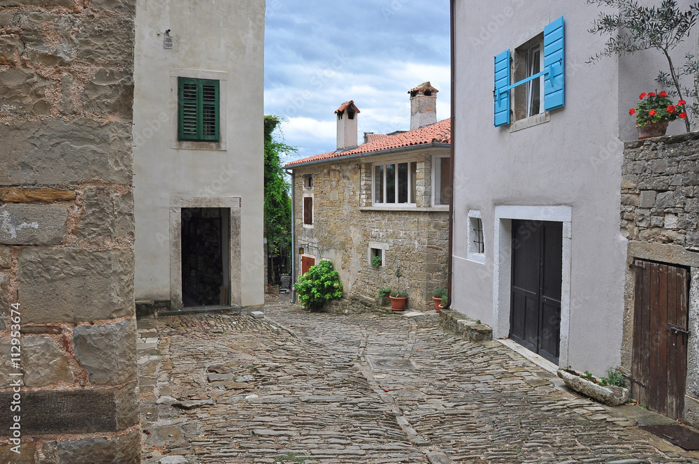 Old street in the town of Groznjan in Croatia