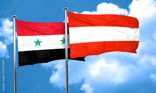 Syria flag with Austria flag, 3D rendering