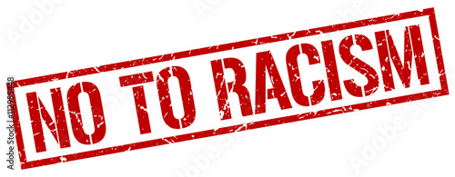 no to racism red grunge square vintage rubber stamp