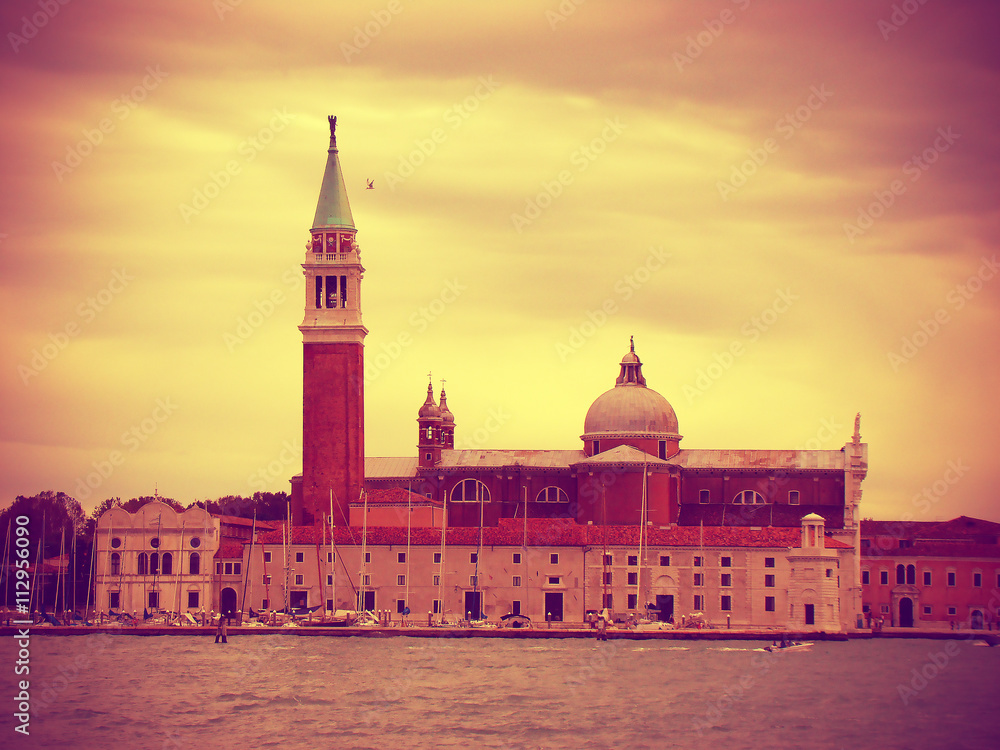 View of the Church of San Giorgio Maggiore, vintage toned