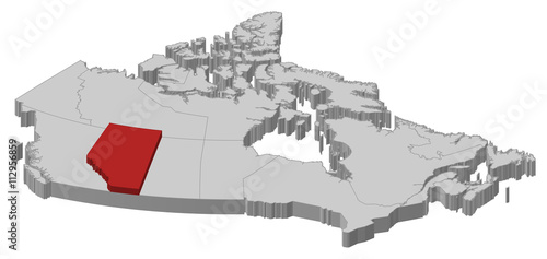 Map - Canada, Alberta - 3D-Illustration