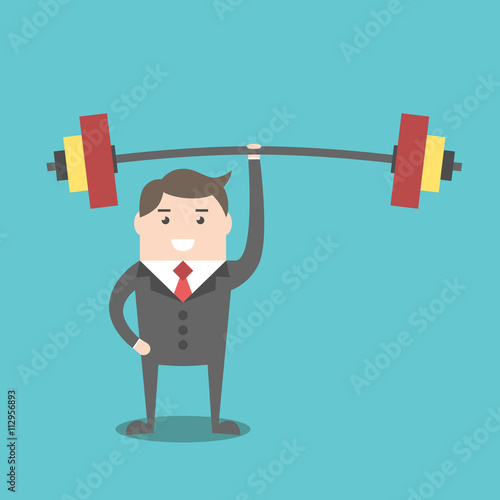 Businessman holding barbell