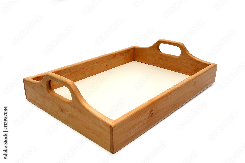 Empty Wooden Tray With in Rectangular Forms