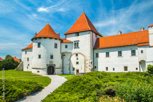  City park and old castle in Varazdin, Croatia, originally built in the 13th century 