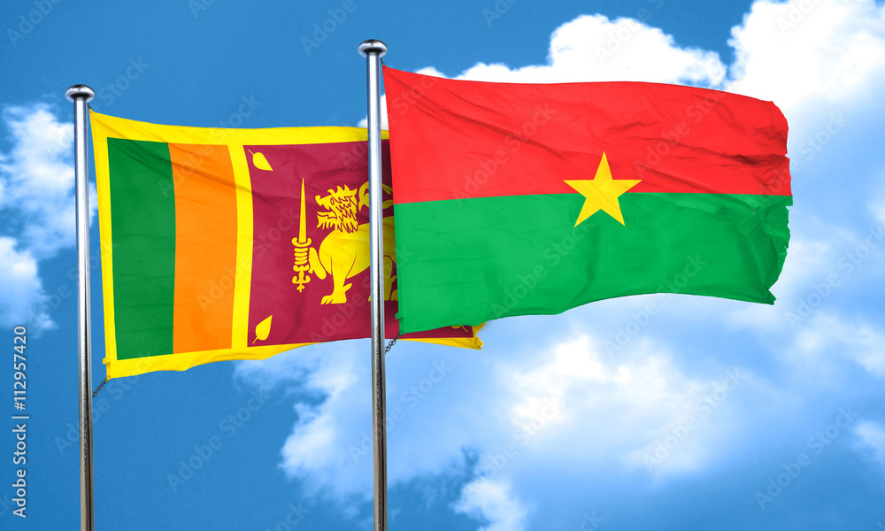 Sri lanka flag with Burkina Faso flag, 3D rendering Sri lanka flag with Burkina Faso flag, 3D rendering