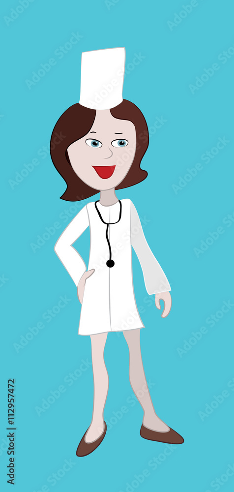 Obraz premium Nurse working in the form of a red cross on hat