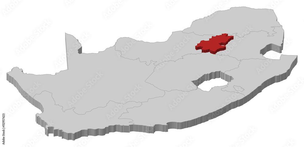 South Africa Gauteng Map Map - South Africa, Gauteng - 3D-Illustration Stock Vector | Adobe Stock