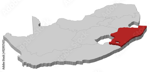 Map - South Africa, KwaZulu-Natal - 3D-Illustration