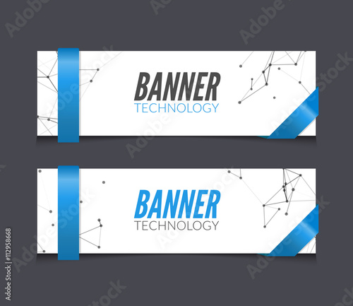 Vector set geometric polygonal banners. Technology modern business template.