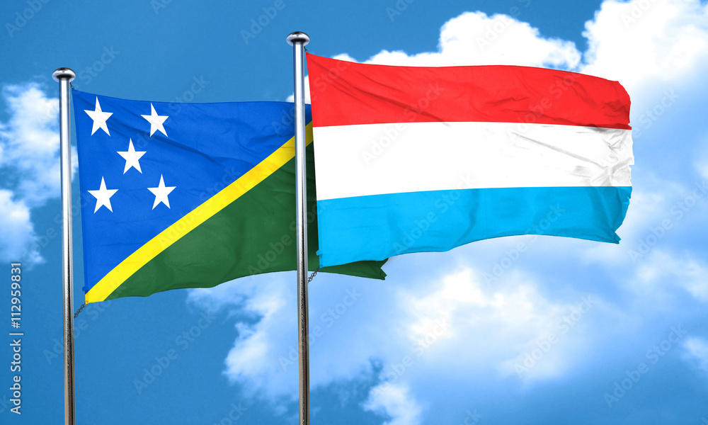 Solomon islands flag with Luxembourg flag, 3D rendering Solomon islands flag with Luxembourg flag, 3D rendering