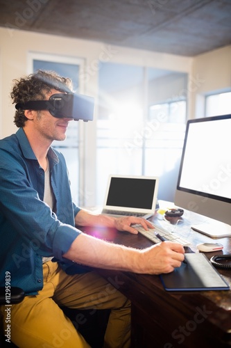 Businessman wearing virtual glasses © WavebreakmediaMicro