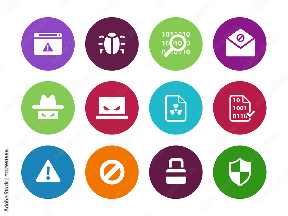 Security circle icons on white background. Security circle icons on white background.