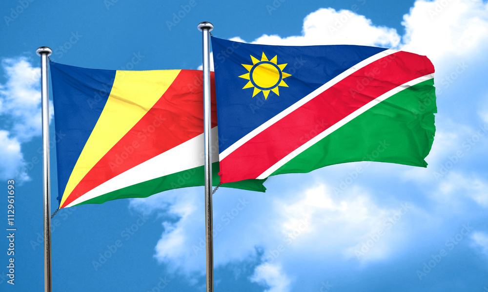 seychelles flag with Namibia flag, 3D rendering seychelles flag with Namibia flag, 3D rendering
