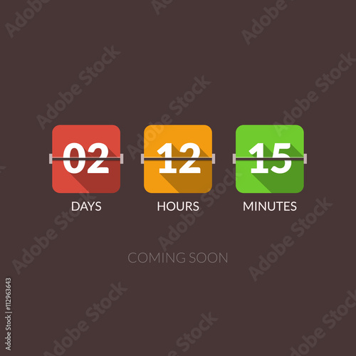 Flip Countdown timer vector clock counter. Flat style