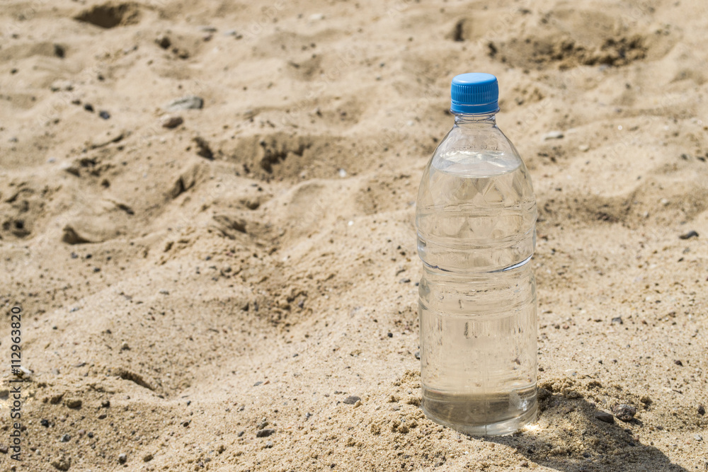 Plastic bottle with water on sand
Plastic bottle with water on sand