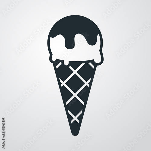 Icono plano cornete helado sobre fondo degradado