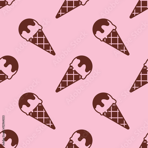 Icono plano patrón con cornete sobre fondo rosa