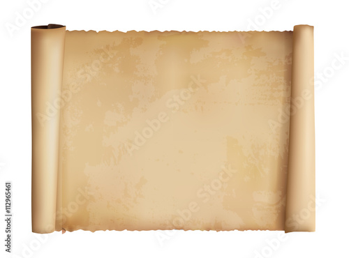 Old vintage scroll isolated on white background