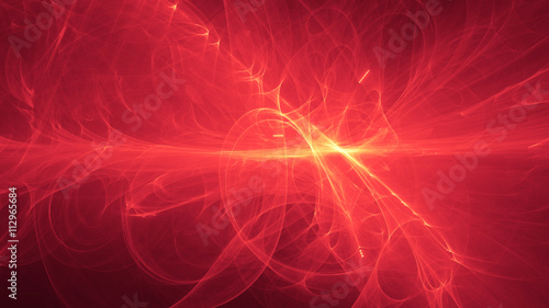 glowing red curved lines over dark Abstract Background space universe. Illustration.