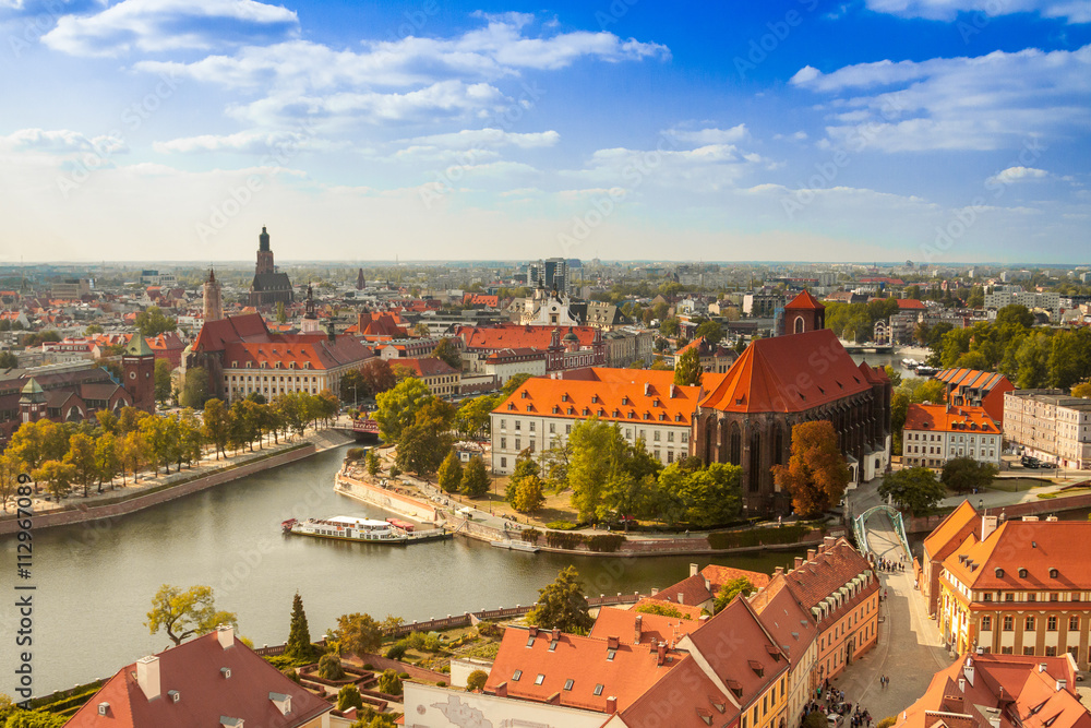 Obraz Panorama panoramę starego miasta, Wrocław, Polska