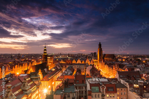 Historical architecture of Wroclaw city skyline.