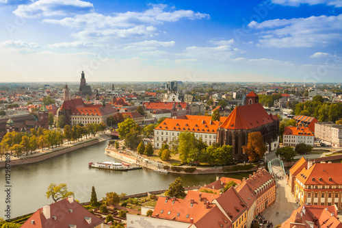Canvas Print Old town cityscape panorama, Wroclaw, Poland