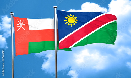 Free Download Oman flag with Namibia flag, 3D rendering - GFXLoad