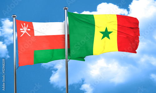 Oman flag with Senegal flag, 3D rendering