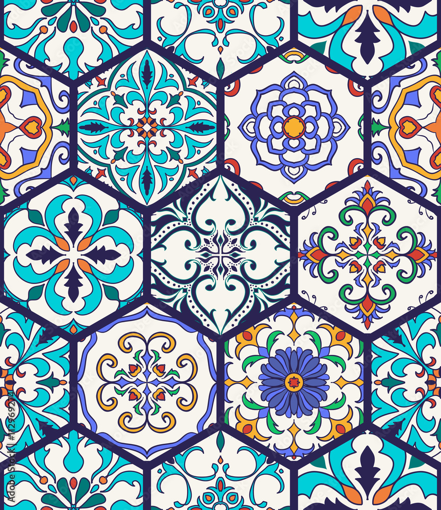 Vector seamless texture. Beautiful mega patchwork pattern for design and fashion with decorative elements Vector seamless texture. Beautiful mega patchwork pattern for design and fashion with decorative elements