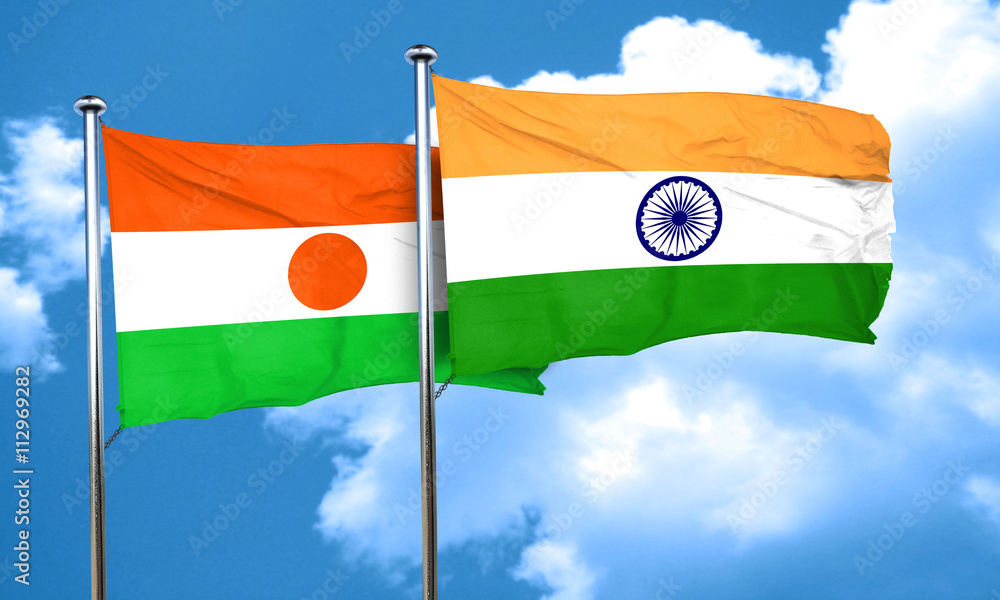 niger flag with India flag, 3D rendering niger flag with India flag, 3D rendering