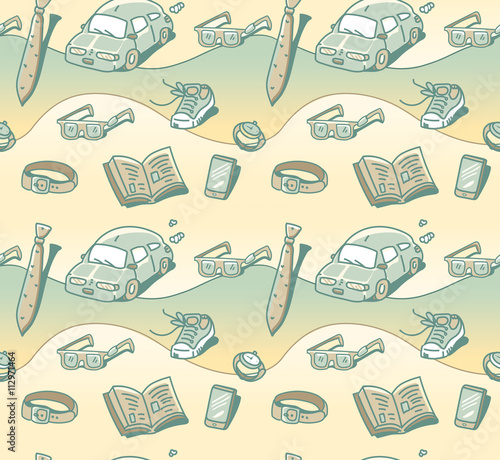 seamless pattern men objects