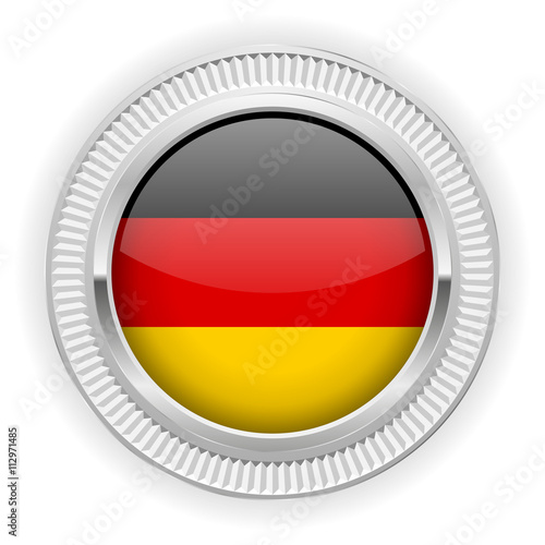 Runder Button mit deutsche Flagge und silber Rand