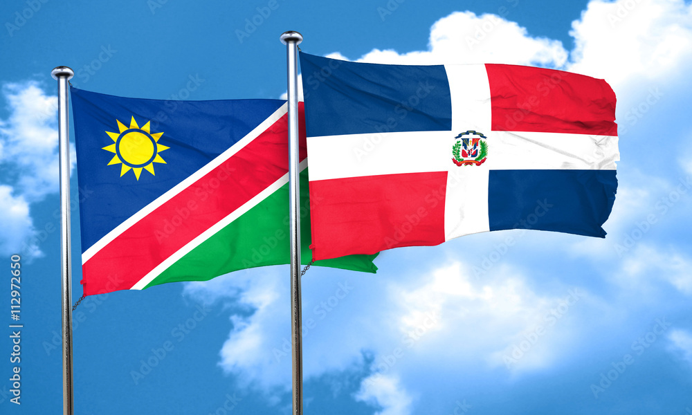 Namibia flag with Dominican Republic flag, 3D rendering Namibia flag with Dominican Republic flag, 3D rendering