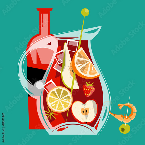 Traditional spanish drink. Sangria.