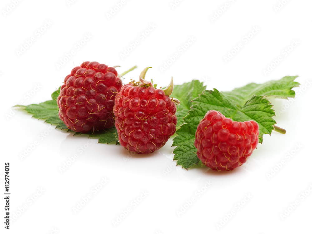 Fresh red raspberries isolated on white Fresh red raspberries isolated on white