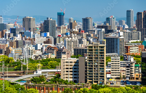 Skyline of Osaka city in Japan