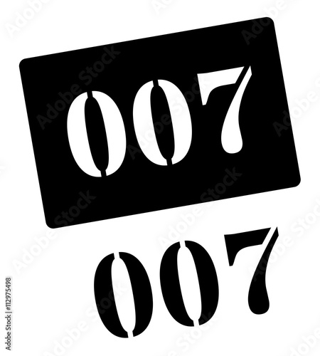Fotografi Zero zero seven black rubber stamp on white