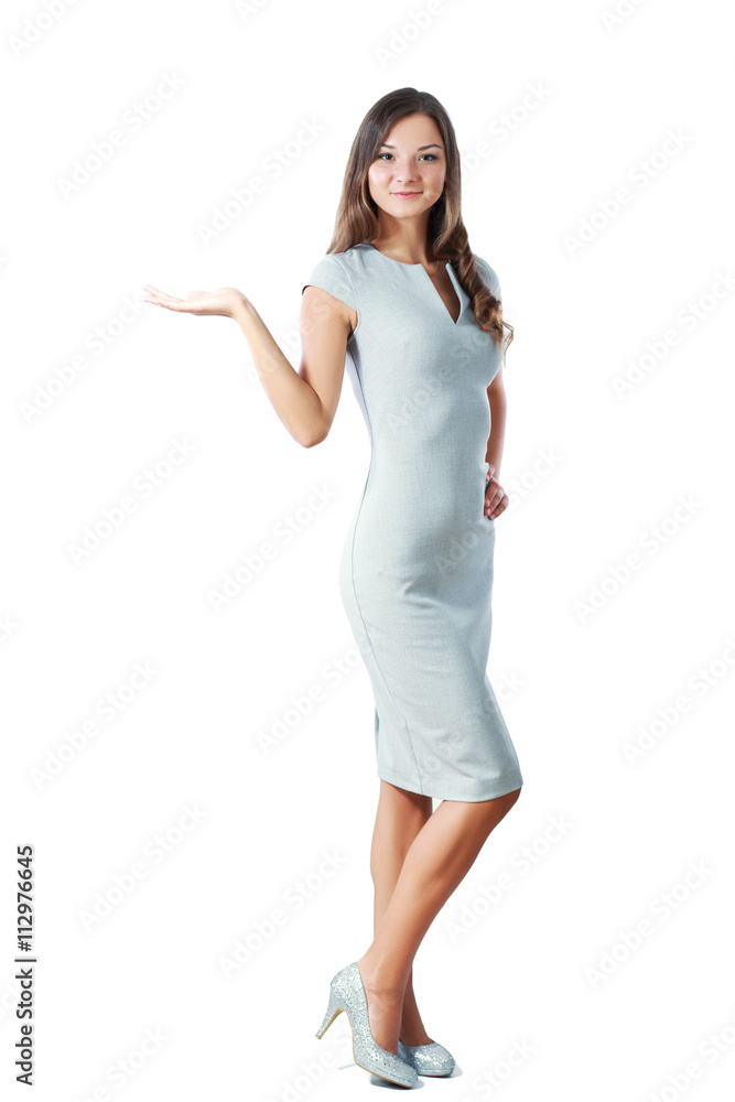 standing woman pointing standing woman pointing