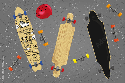 Longboards und Teile auf Straße